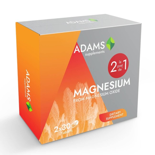 Pachet Magneziu 375mg 30 tab Adams 1+1 GRATUIT